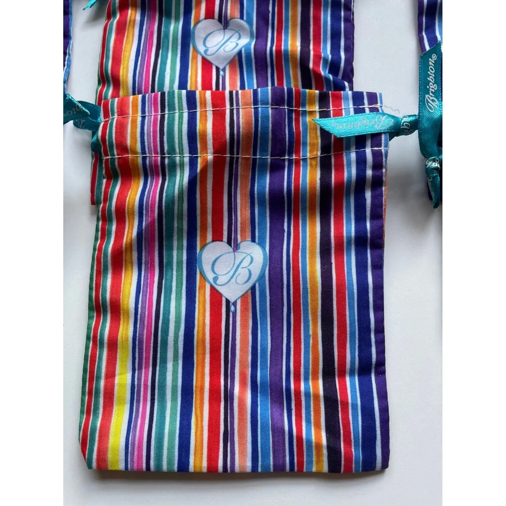 Brighton Jewelry Pouches Rainbow Stripe Set of 6 Like New Rainbow Necklace ring